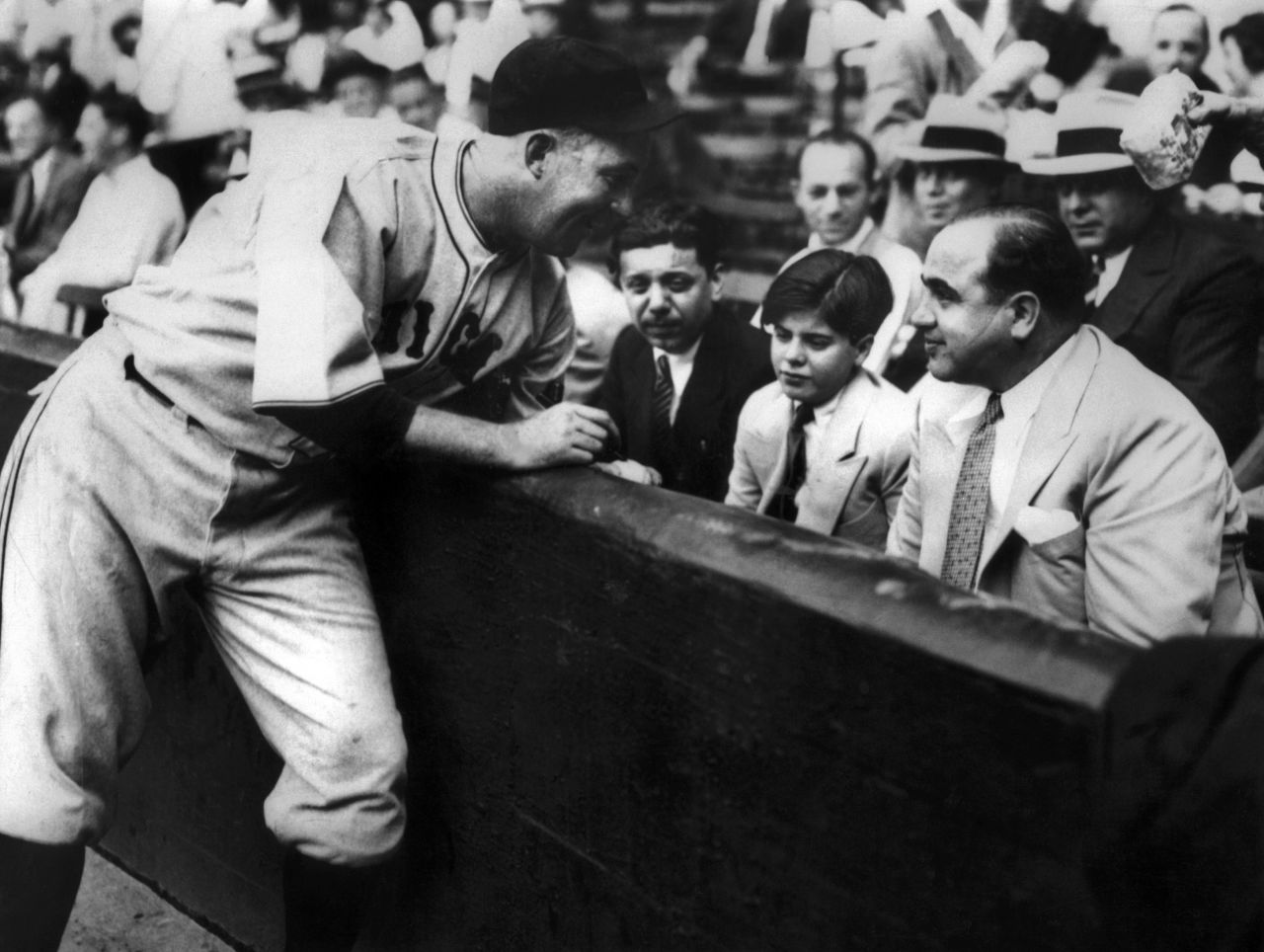 As well as being a huge golf fan, Capone loved his baseball. Sitting alongside his son, Albert (Sonny) Capone, he chats to Chicago Cubs player Gaby Hartnett.
