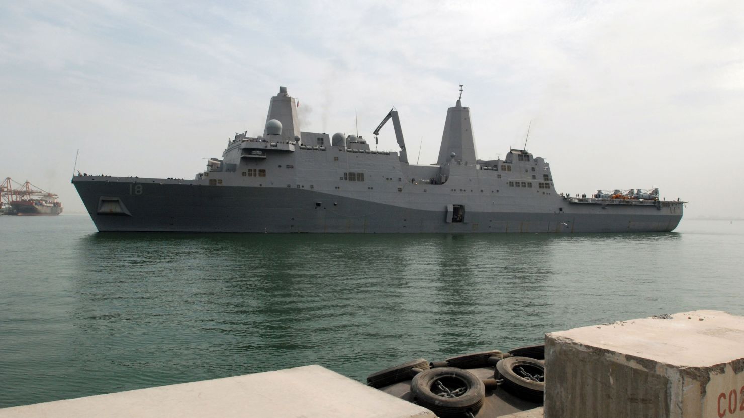 The USS New Orleans pulls into Mina Salman pier, Bahrain, on March 21, 2009.