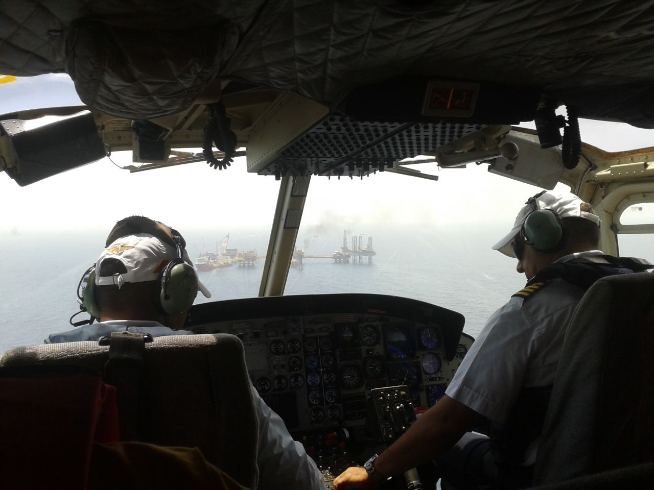 The exploration platform is a 20-minute helicopter ride over the Gulf of Mexico.