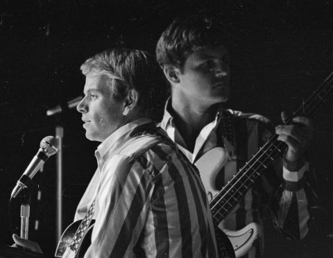  Al Jardine, left, and Bruce Johnston in concert at the Finsbury Astoria in London, November 1966.