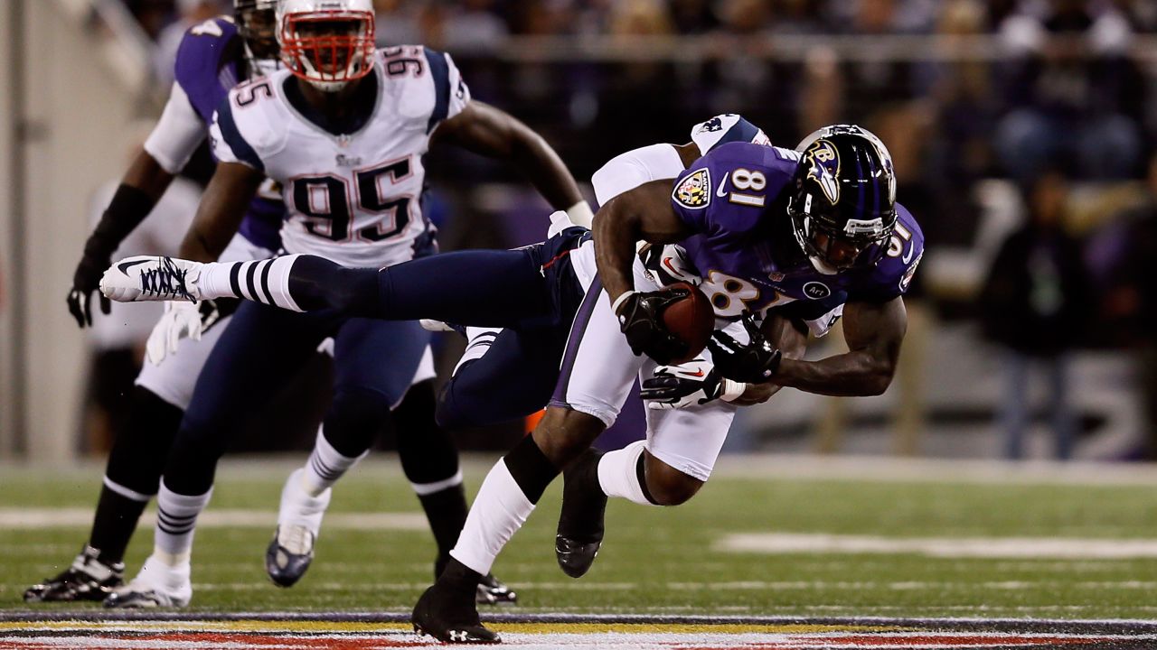 Anquan Boldin of the Ravens catches a pass.