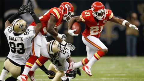 Javier Arenas of the Kansas City Chiefs avoids a tackle during Sunday's game against the New Orleans Saints.