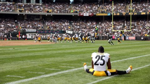 Ryan Clark of the Pittsburgh Steelers watches Sunday's game against the Oakland Raiders from the sidelines in Oakland.