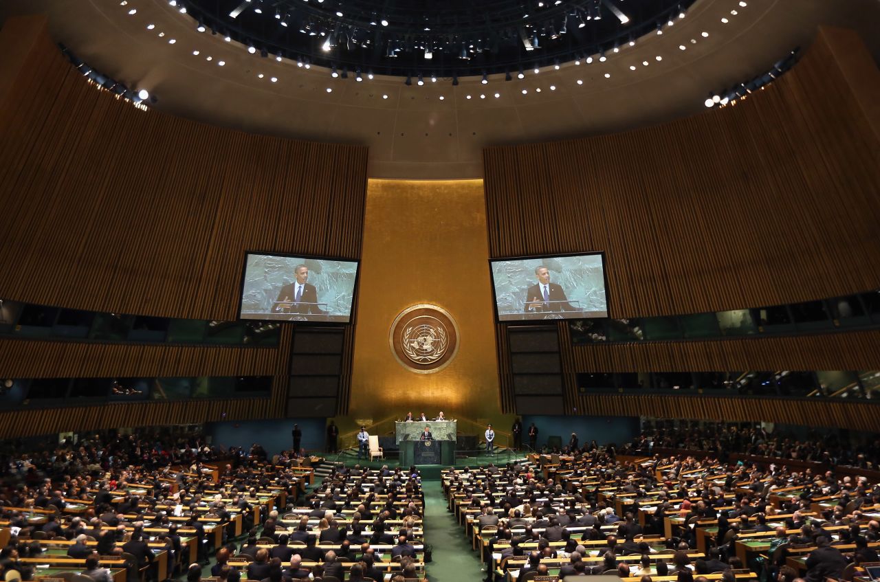 U.S. President Barack Obama addresses the United Nations General Assembly on Tuesday, September 25, in New York. 