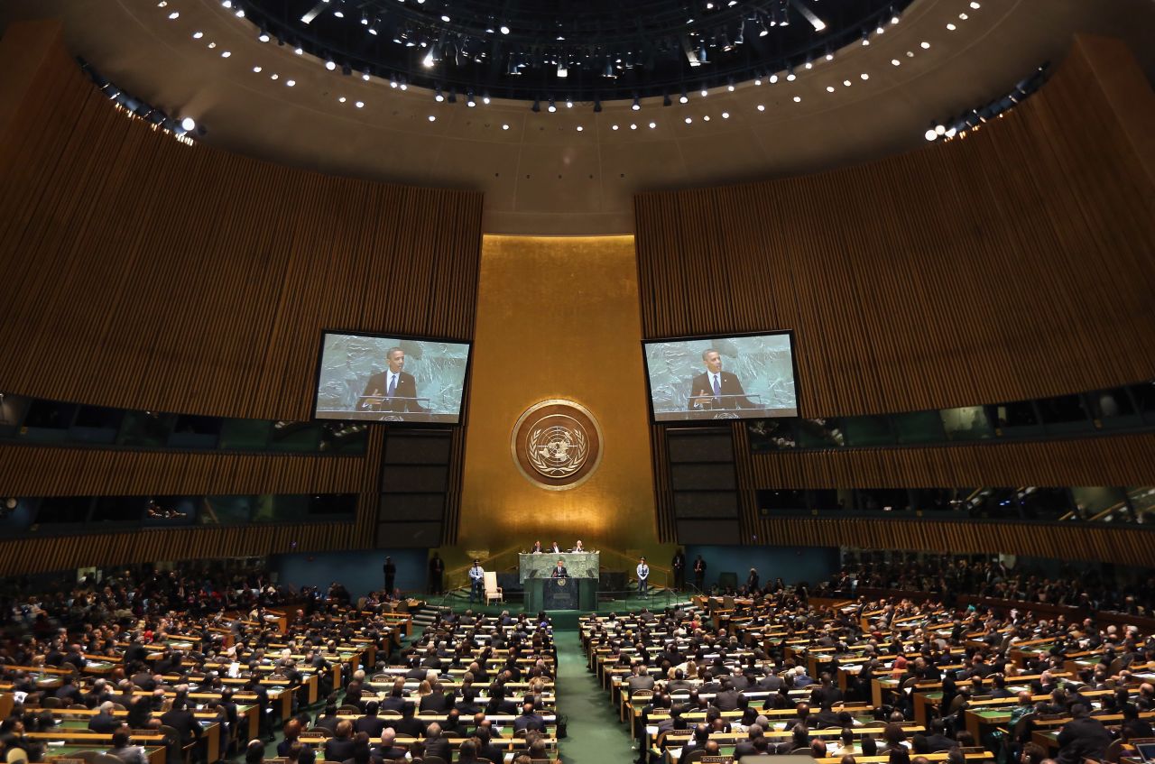 U.S. President Barack Obama addresses the United Nations General Assembly on Tuesday, September 25, in New York.
