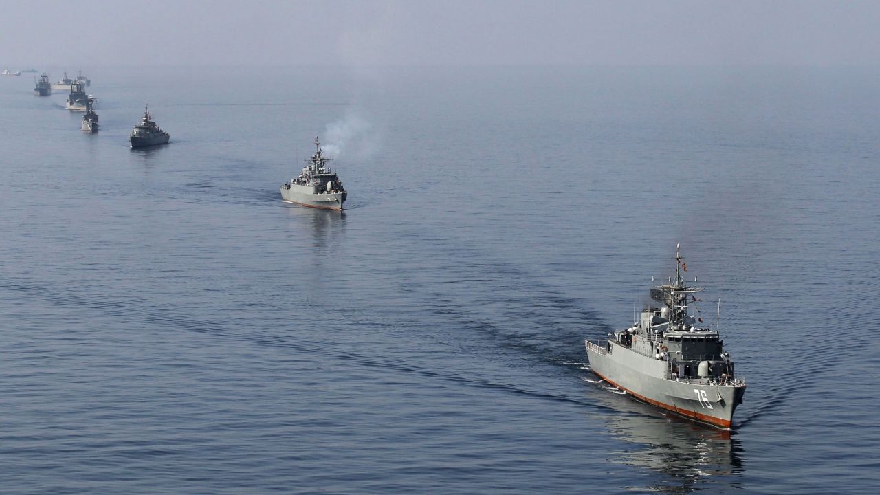 Iranian Navy boats take part in exercises in the Strait of Hormuz, southern Iran on January 3, 2012.