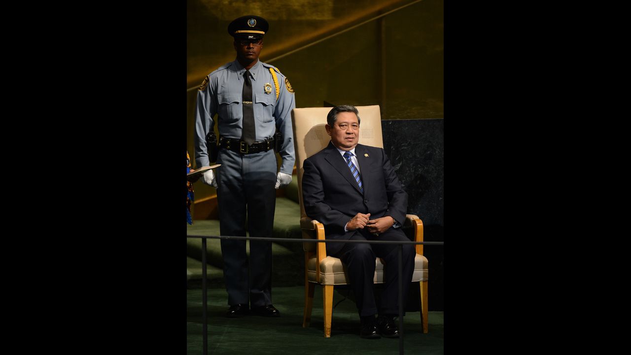 Indonesia's President Susilo Bambang Yudhoyono waits to address the General Assembly on Tuesday.