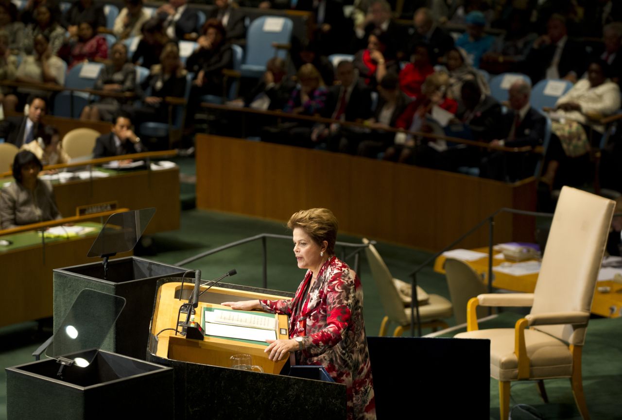 Brazilian President Dilma Vana Rousseff delivers her address to the General Assembly on Tuesday.
