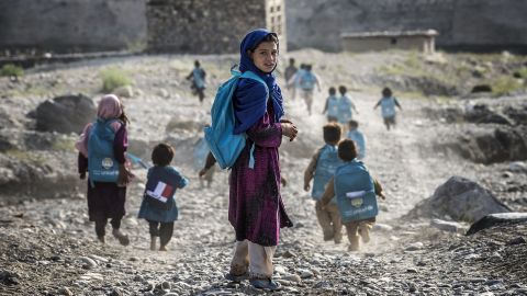 Children walk to school Monday in Afghanistan, where girls are often violently targeted by people who oppose their education.