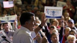 Mitt Romney speaks during a rally at Westerville South High School in Westerville, Ohio, on Wednesday, the second day of a two-day swing through the state.