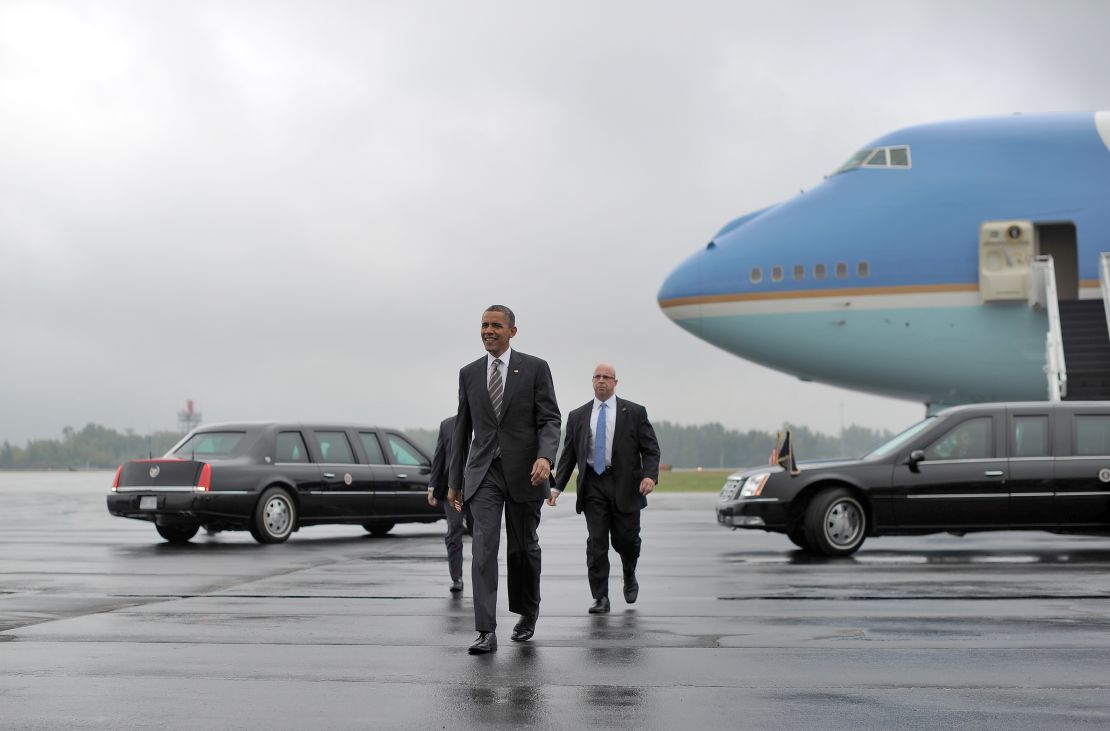 President Barack Obama landed safely in Ohio on Wednesday after Air Force One aborted an initial landing attempt at the airport due to weather conditions.