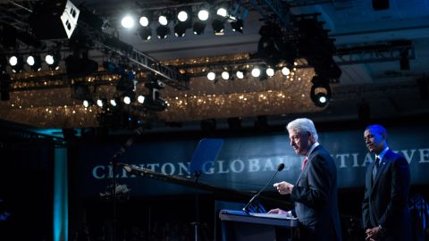 Former President Bill Clinton introduces Obama during the Clinton Global Initiative annual meeting in New York on Tuesday, September 25.