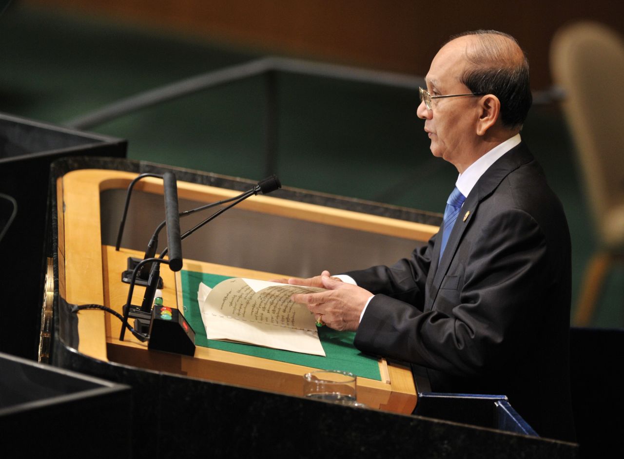 Thein Sein, president of Myanmar, speaks on Thursday.