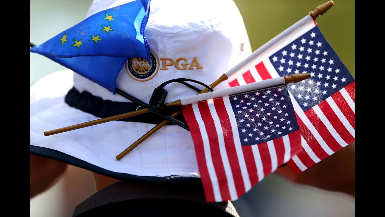 Patriotism is on display across the course Wednesday.
