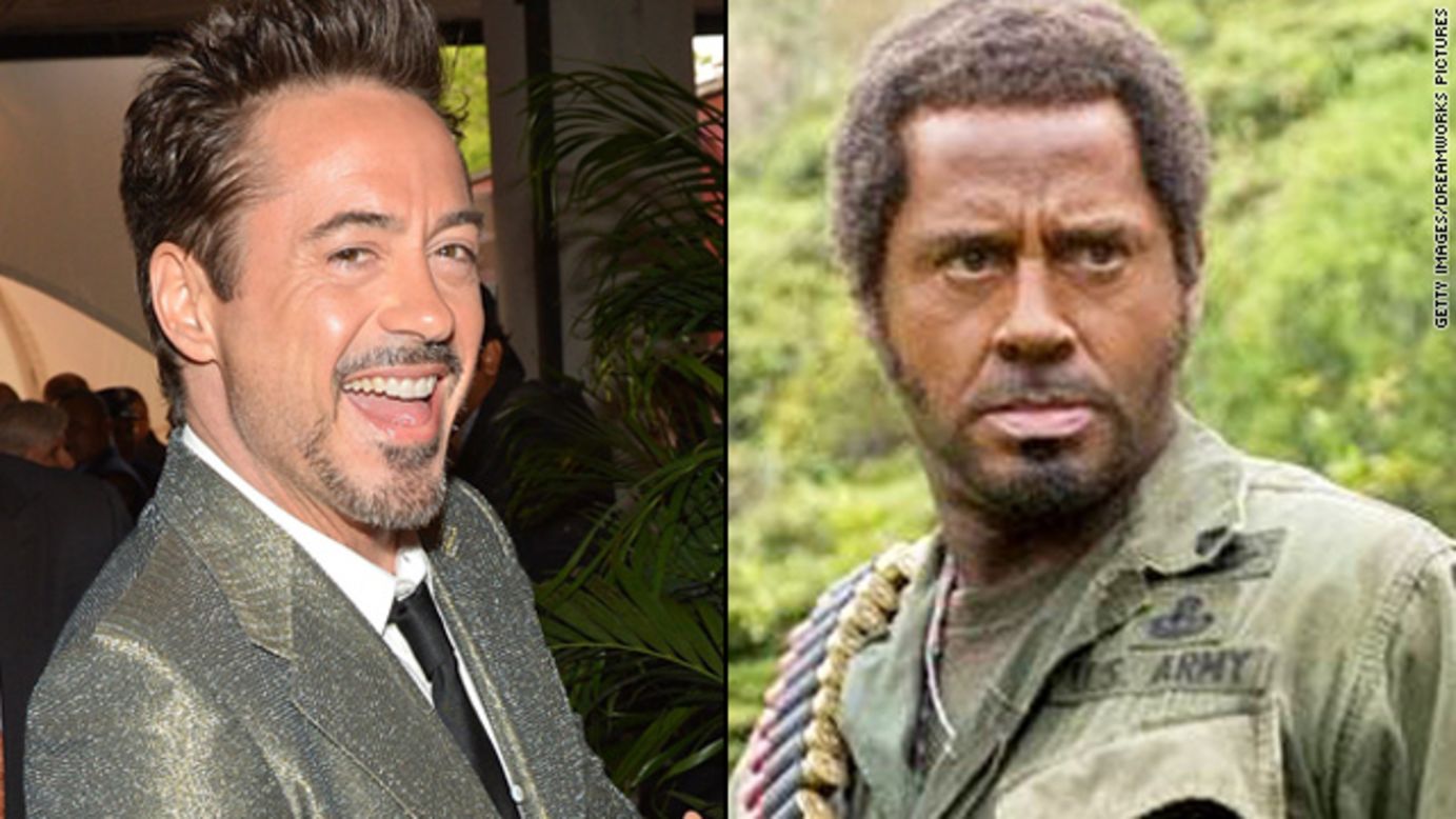 En "Una guerra de película", del 2008, Robert Downey Jr. debió maquillarse para interpretar a un sargento de raza negra de la Guerra Vietnam.