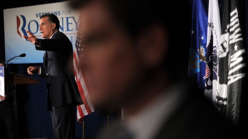 Romney speaks at a Veterans for Romney campaign event in Springfield, Virginia, on Thursday, September 27.