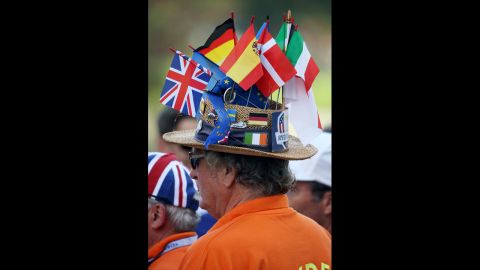 A Team Europe supporter watches the action Thursday.