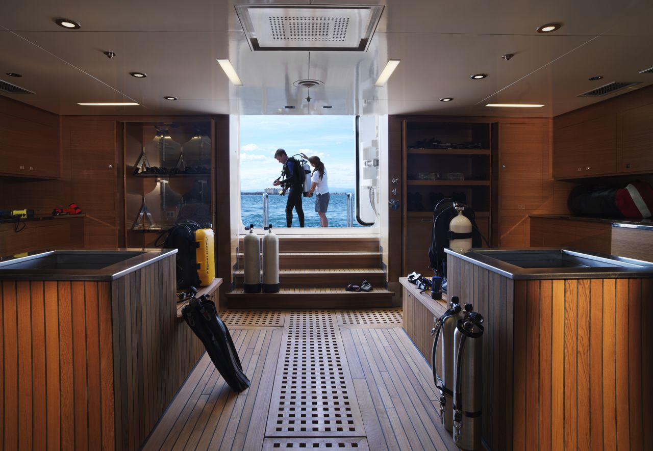 The vast array of diving equipment on board includes a machine that produces high-quality oxygen -- allowing trained guests to dive deeper, longer and safer.
