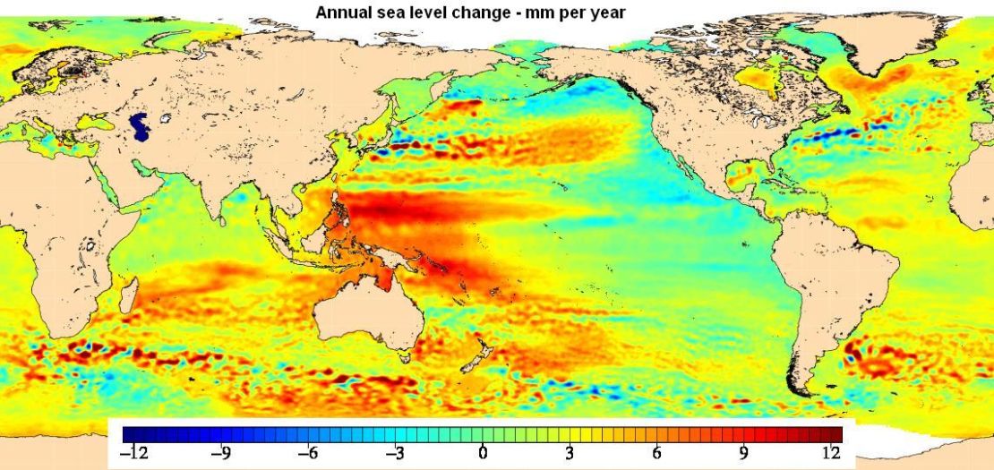 Annual mean global sea-level changes 1992-2010 (ESA)