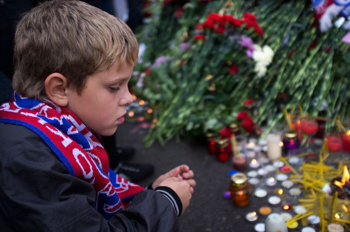 Fans of all ages were left devastated with adults and children left in tears following the crash. Churches across Russia were filled with mourners.