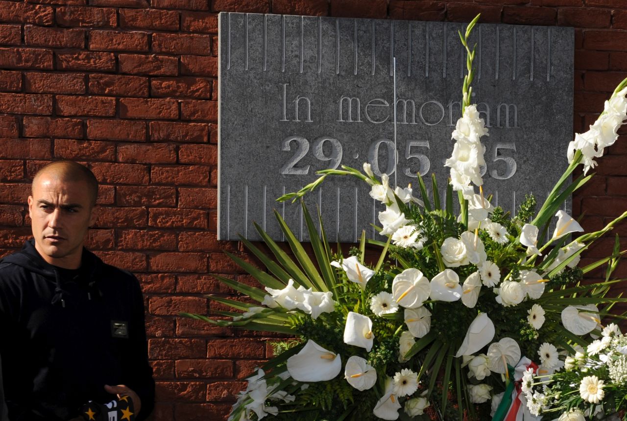 Former Juve defender Fabio Cannavaro attended a memorial ceremony for the victims of the Heysel stadium disaster prior to a friendly international between Italy and Mexico in Brussels on June 3, 2010 -- the 25th anniversary of the tragedy.