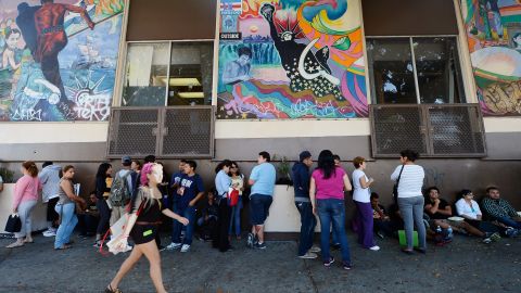 People line up in August near the Coalition for Humane Immigrant Rights of Los Angeles offices to apply for deportation reprieve.