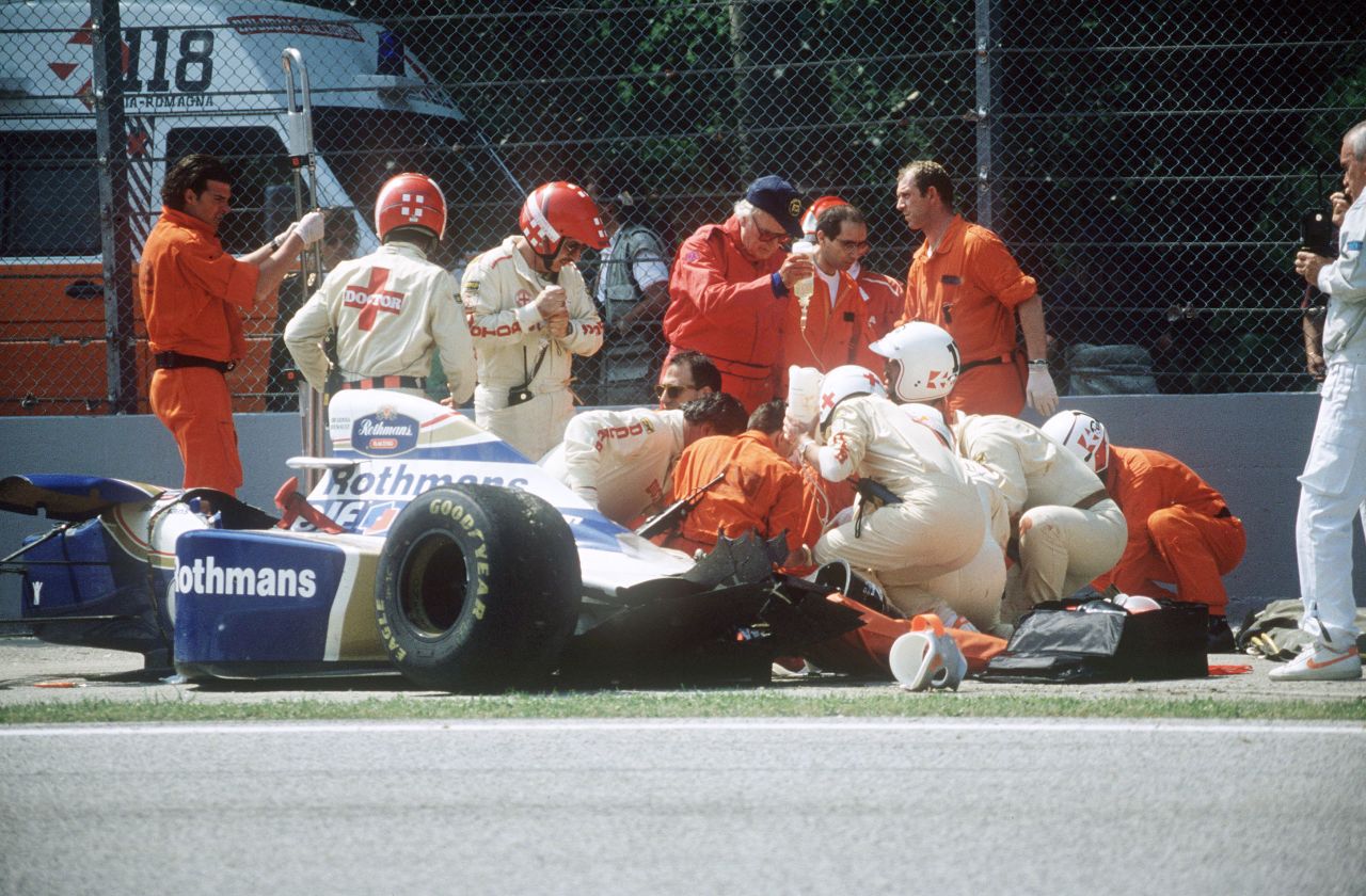 The medical team at Imola tend to the stricken Senna after his fateful crash in the San Marino Grand Prix in 1994. 