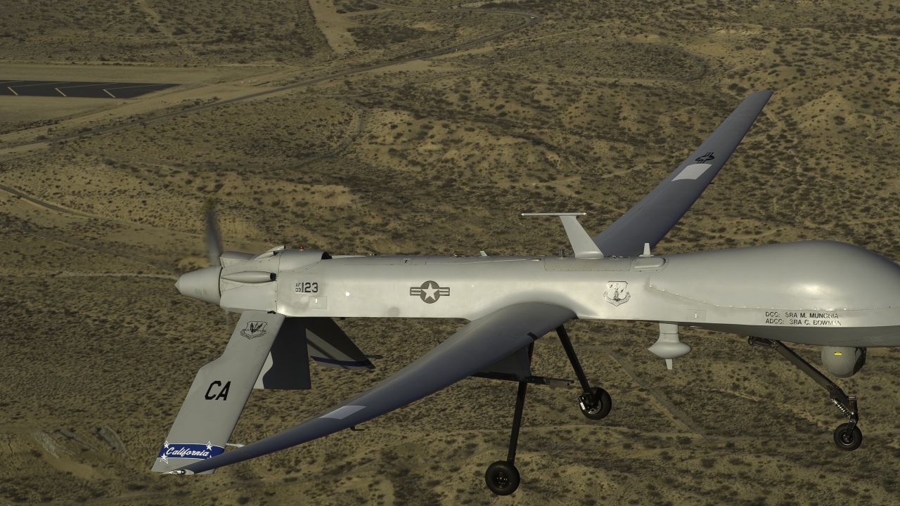 A U.S. Air Force MQ-1 Predator UAV assigned to the California Air National Guard's 163rd Reconnaissance Wing flies near the Southern California Logistics Airport in Victorville, California, on January 7. 