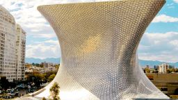 The hourglass shape of Soumaya Museum in Mexico City is completely clad in aluminum, and its seductive form houses a priceless collection of European art.
