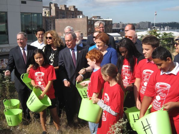 New York Mayor Michael Bloomberg meets with <a href="index.php?page=&url=http%3A%2F%2Fwww.thehighline.org%2Fabout%2Ffriends-of-the-high-line" target="_blank" target="_blank">Friends of the High Line</a> in September for a groundbreaking to develop the latest portion of the High Line. 