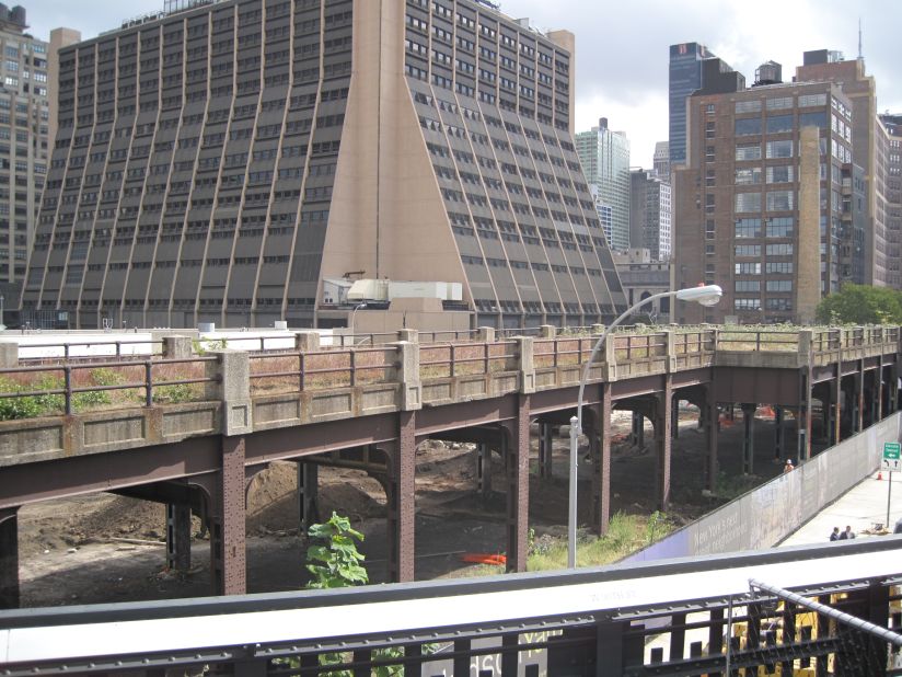 The tracks were elevated for trains to avoid accidents on Manhattan's congested streets.
