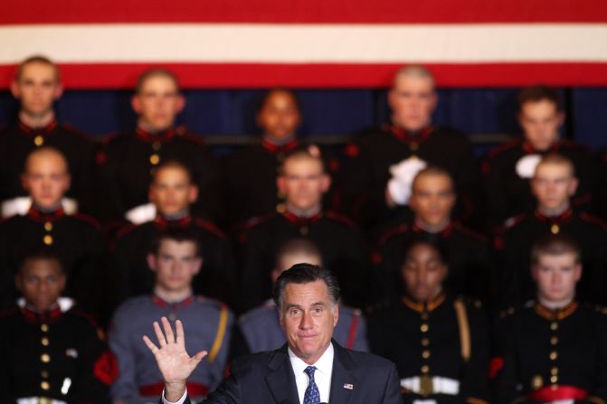 Romney speaks during a rally at Valley Forge Military Academy and College in Pennsylvania on Friday.