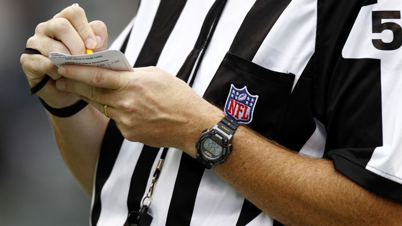 NFL head linesman John McGrath works during a game between the San Francisco 49ers and the New York Jets on Sunday.
