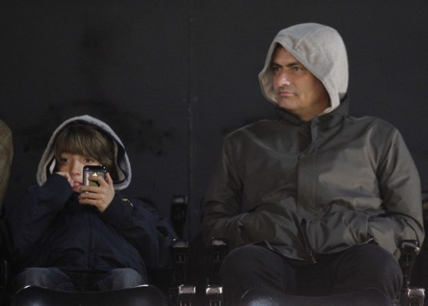 Mourinho often takes his children along to watch matches with him. It's a far cry from the field where his son, Jose, plays football and is often taunted because of who his father is. 
