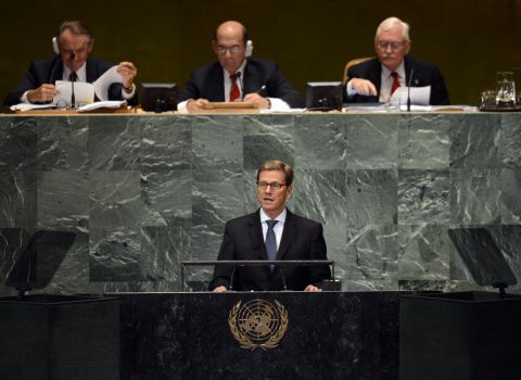 German Foreign Minister Guido Westerwelle speaks during Friday's session.