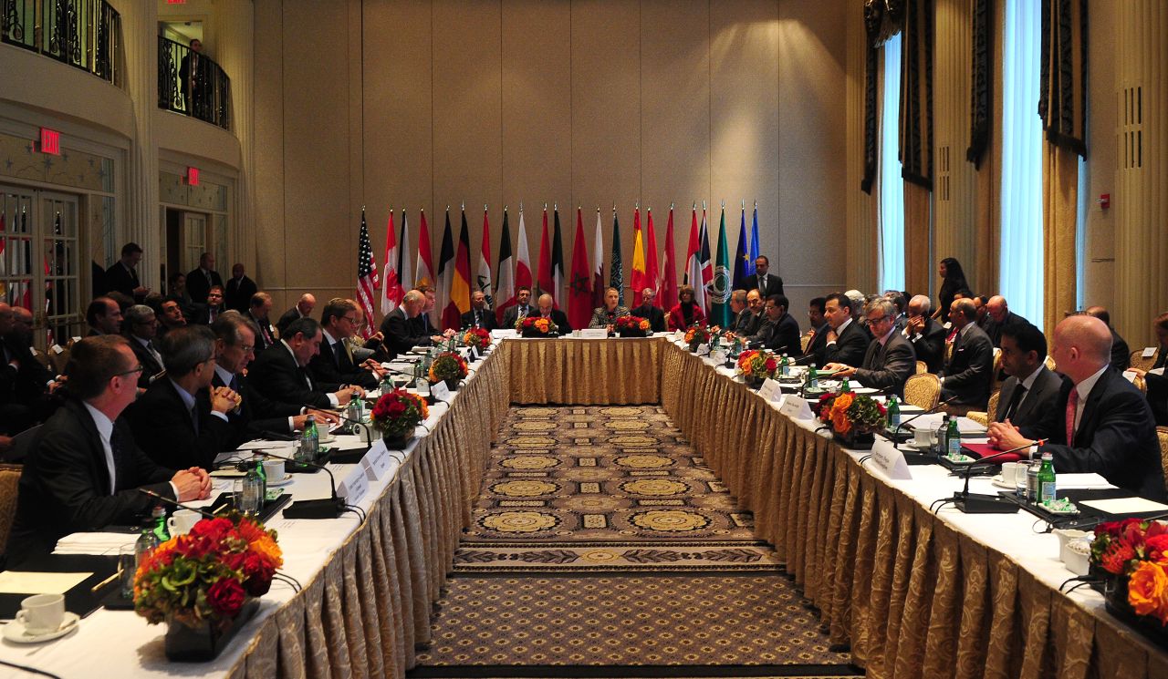 U.S. Secretary of State Hillary Clinton hosted the meeting of the Friends of the Syrian People on Friday. 