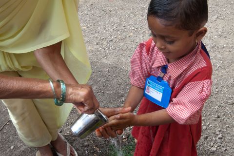 Children are taught the basics of good hygiene, including how to use soap and water to wash their hands.