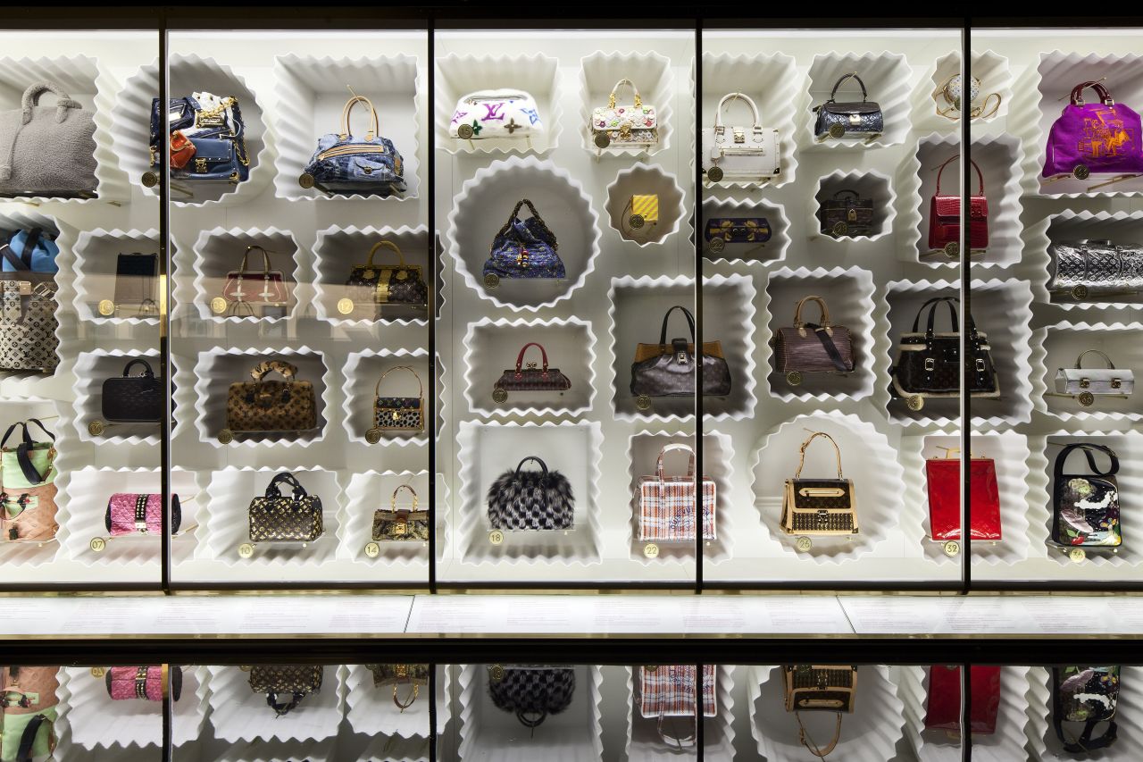 Dozens of Marc Jacobs-designed Louis Vuitton bags were on display in the museum's "Louis Vuitton Marc Jacobs" exhibit, which covered two floors and told the fascinating stories of both design innovators' industry-changing careers. 