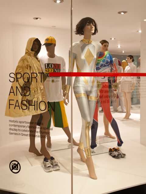 The museum's current exhibition, "Sport and Fashion," runs all year and celebrates the UK-hosted 2012 Summer Olympics, examining the "close connection between active sportswear and fashion" by showcasing historic looks from the museum's collection and the latest in modern athletic apparel. 