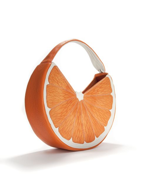 One of the 4,000 items in the museum's collection is this whimsically shaped and designed bag called Orange by Sylvia Moschard.