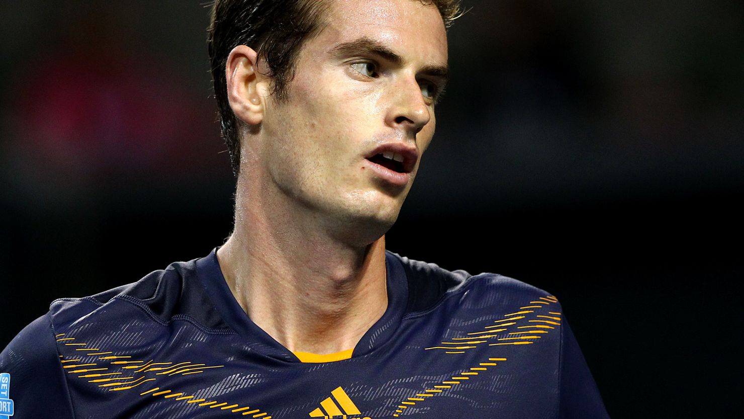 Andy Murray signals victory against Lukas Lacko in their last 16 clash at the Japan Open.