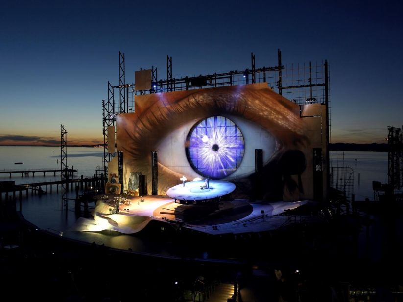 The Bregenz Festival production of Tosca, with its startling open-eye backdrop, featured prominently in 2008's "Quantum of Solace."