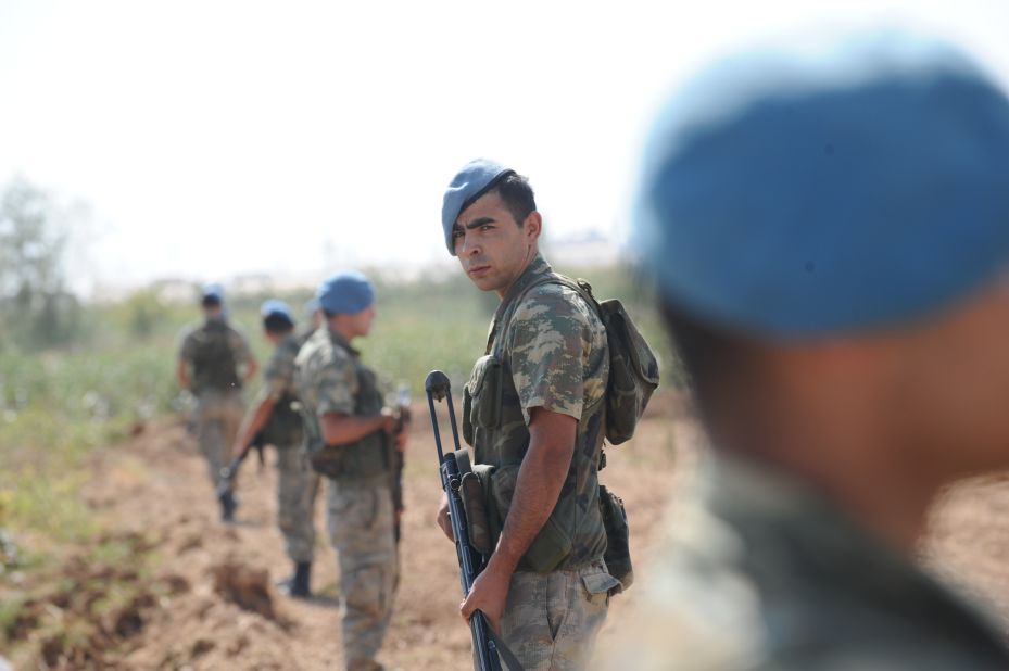 Turkish soldiers patrol in Akcakale. Western powers condemned the Syrian strike, with the U.S. saying it was outraged and France warning it threatened global security.