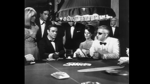 A scene from the James Bond film 'Thunderball' with Sean Connery, Claudine Auger, as Domino Derval, and Adolfo Celi playing Emilio Largo.