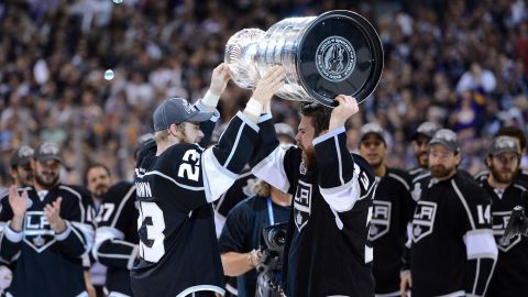 The Los Angeles Kings celebrate winning Stanley Cup in June after defeating the New Jersey Devils.