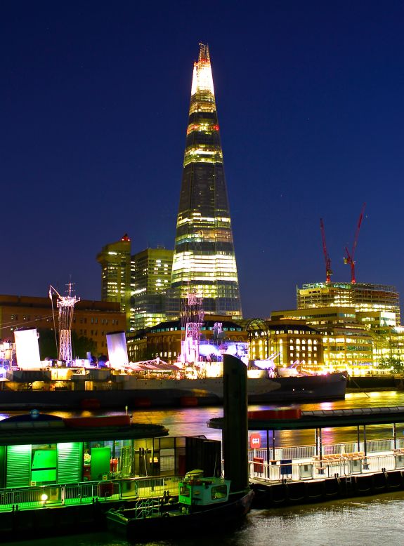 As iReporter Gabriel Dominise points out, the Shard in London is the tallest building in western Europe. "I love the different combination of lights with the dark blue sky in the background," Dominise says. 