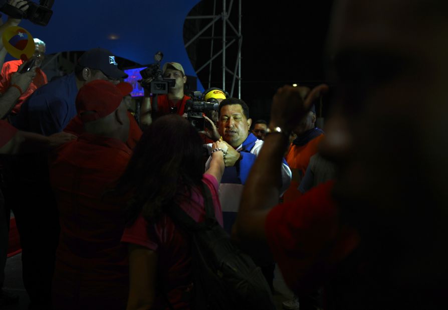 Chavez holds a campaign rally in Valencia on Wednesday.