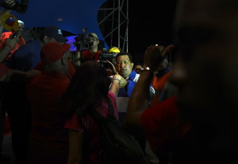 Chavez holds a campaign rally in Valencia on Wednesday.