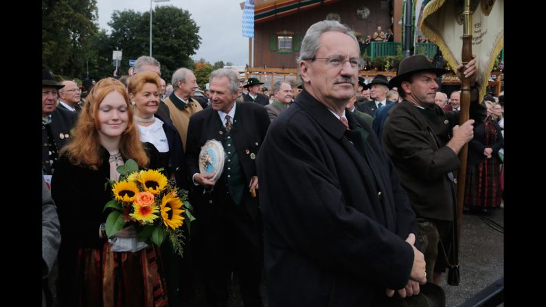 Christian Ude, Munich's lord mayor, attends the traditional Boellerschiessen salute on the last day of Oktoberfest on Sunday.