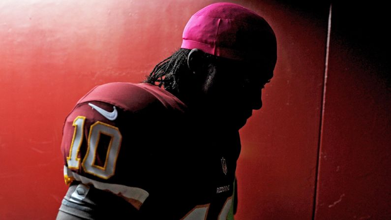 Redskins quarterback Robert Griffin III gets ready to take on the Falcons.